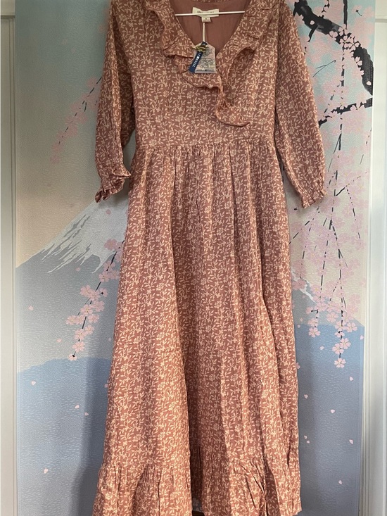 April Cornell Dresses & Skirts - April Cornell Dusty Rose Floral Ruffle Midi Dress